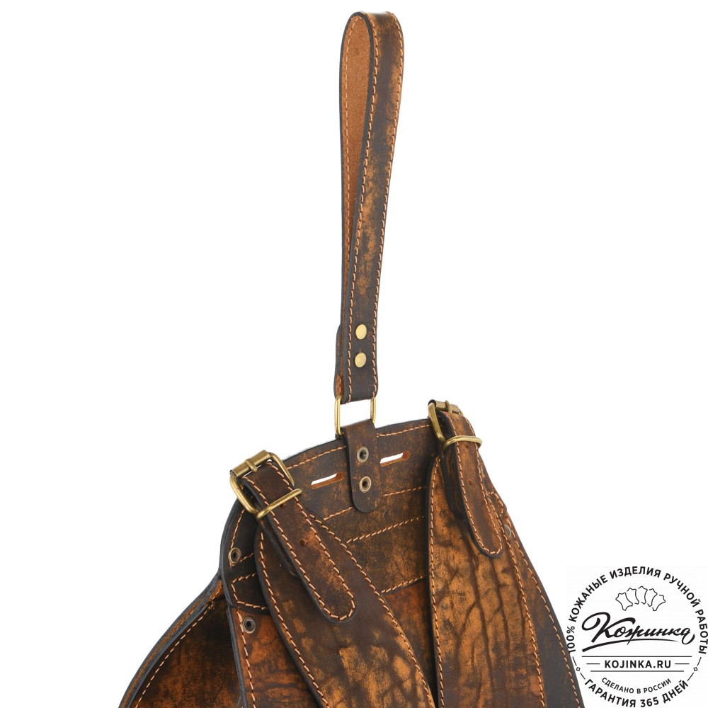 Мужской кожаный рюкзак "Байкер" (рыжее старение)